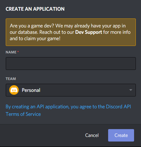 The new application form filled in.